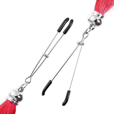 Зажимы на соски «Вилки» с кисточками из шелка